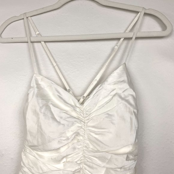 The Sei Strappy Ruched Silk Sleeveless Cocktail Mini Dress Ivory White 2 - Picture 5 of 12